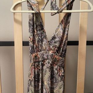 Green open back sun dress